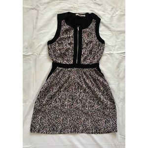 Gray and Pink Patterned Forever 21 Zip Dress